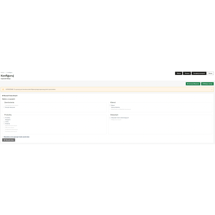 Czyściciel Sklepu PrestaShop | Usuwanie danych z bazy