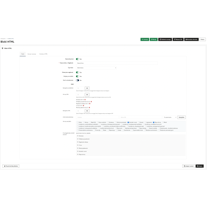 Bloki HTML PrestaShop | Zaawansowany system zarządzania zawartością