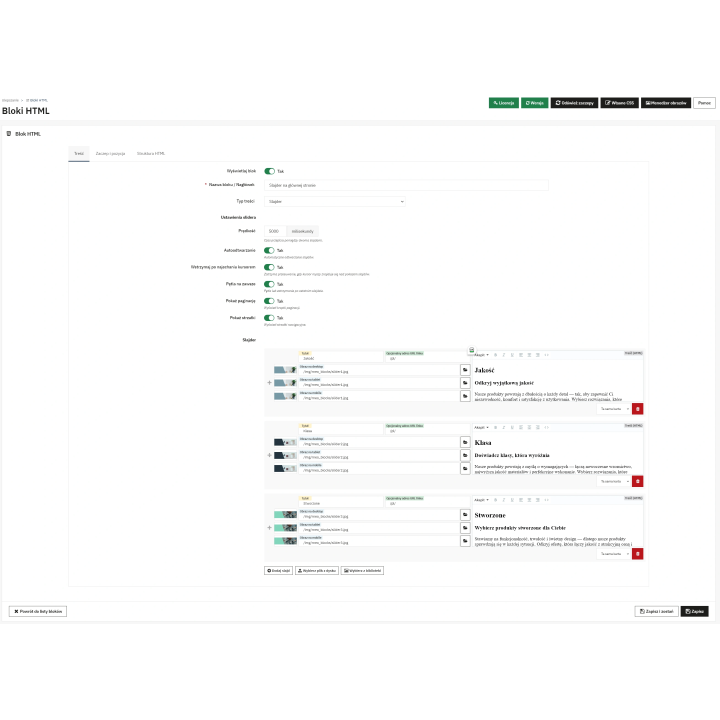 Bloki HTML PrestaShop | Zaawansowany system zarządzania zawartością